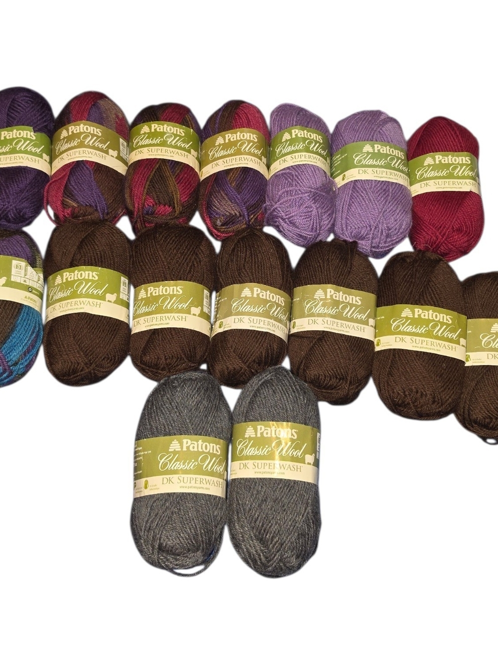 Patons Classic Wool DK Superwash Yarn Lot 16 Skeins 100% Wool